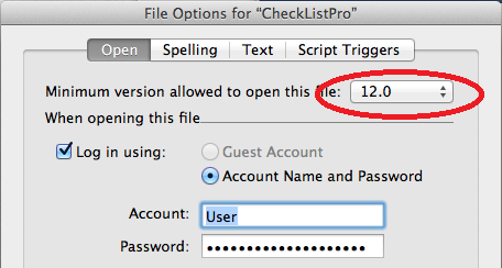 Filemaker file option